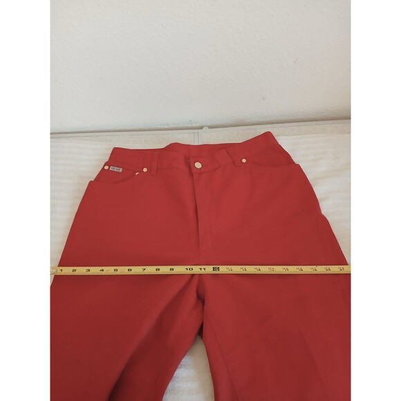 Escada Womens Denim Red Pants Size 44 /12 USA Straight Leg High Rise Luxury - Picture 10 of 16